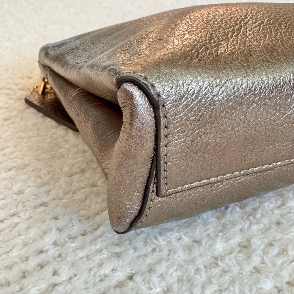 Coach Bleeker Metallic Bronze Gold Leather Clutch Wristlet - Picture 12 of 13